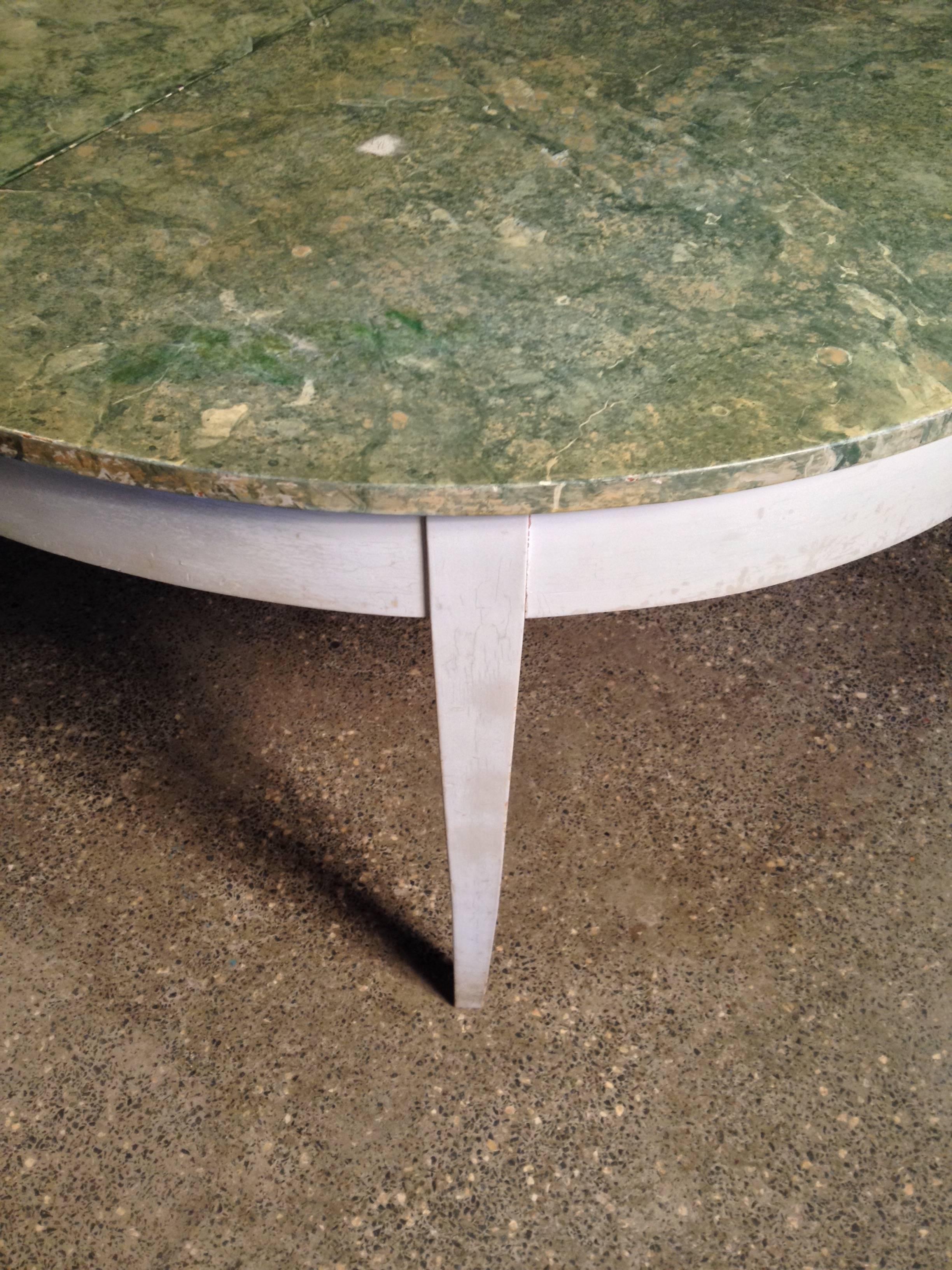 Painted Antique 19th Century Swedish Extending Oval Dining Table with Faux Marble Top For Sale