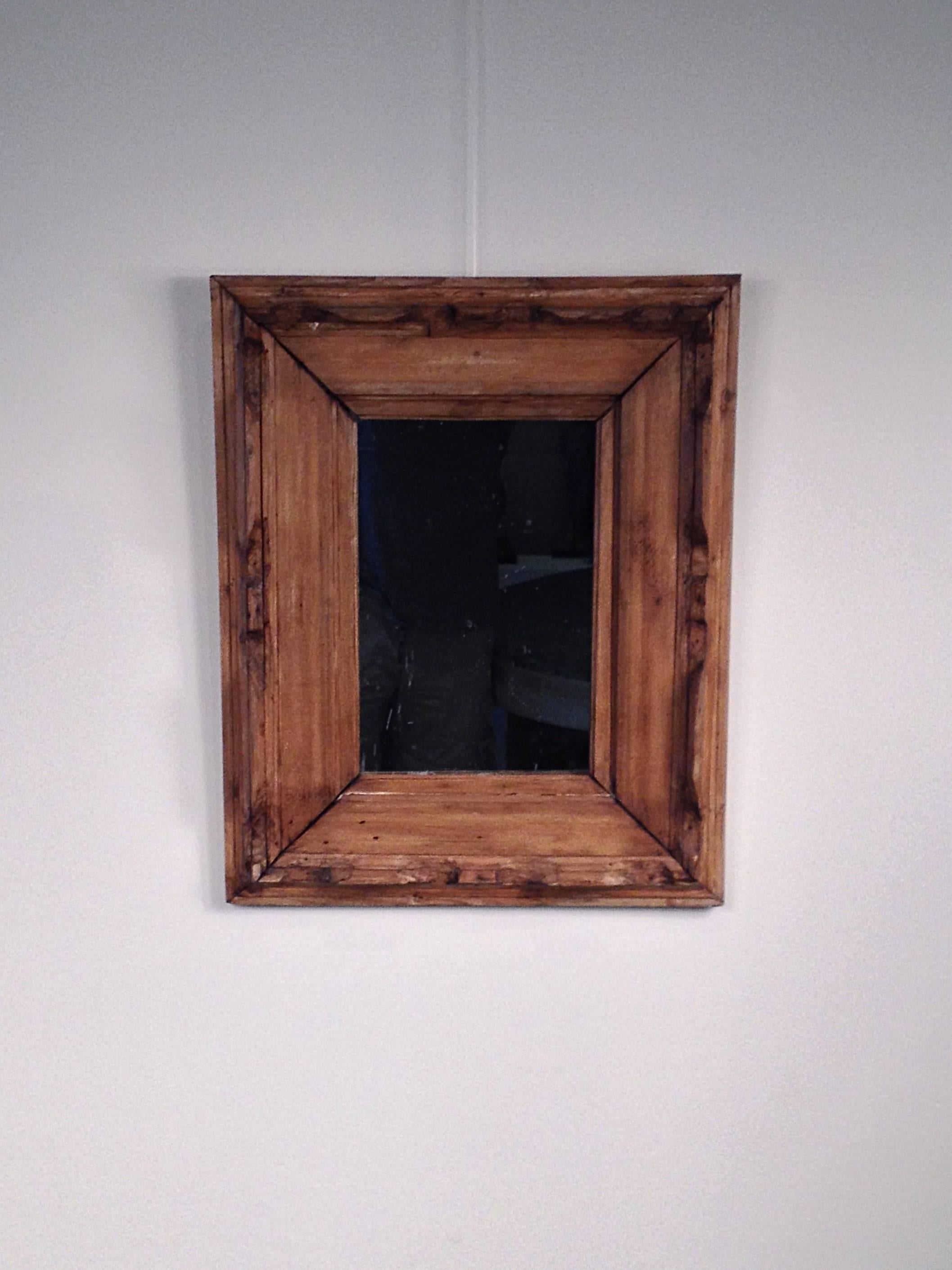 Wood Rare American Carved Mirror with Original Plate, 18th Century For Sale