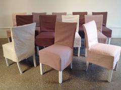 Set of 12 Dining Chairs with Slipcovers