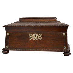 William IV Goncalo Alves Jewelry Box, Antique Inlays, England, 1840