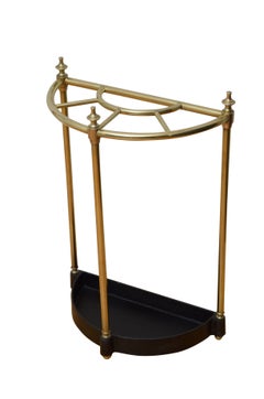 English Brass Demi Lune Stick Stand Umbrella Stand Walking Stick Stand