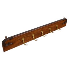 William IV Coat Rack, Twisted Rope & Ceramic Hooks, Mahogany, c1850
