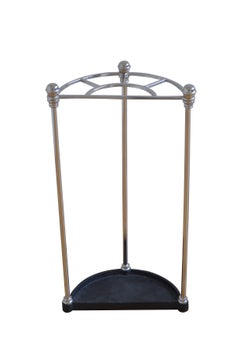 Art Deco Nickel Plated Demi-Lune Umbrella Stand with Five Divisions