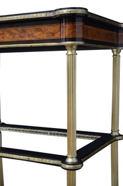 French Ebonised and Inlaid Side Table with Mirrored Tiers