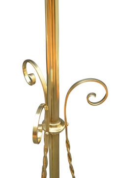 English Arts and Crafts Brass Standard Lamp, Height Adjustable Floor Lamp