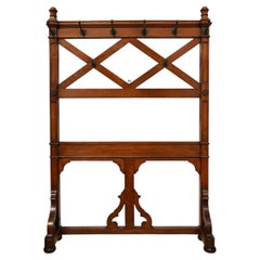 Gothic Revival Solid Oak Coat Stand, Pugin Style c1860
