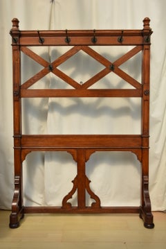 Gothic Revival Solid Oak Coat Stand, Pugin Style c1860