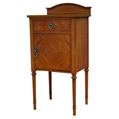 Antique English Bedside Cupboard Nightstand in Satinwood