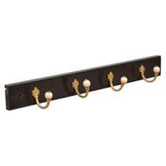 Antique Ebonised Coat Hooks, Brass Coat Rack