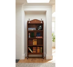 Slim Antique Edwardian Mahogany and Inlaid Open Bookcase C1900s