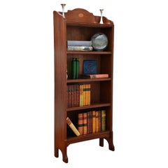 Slim Antique Edwardian Mahogany and Inlaid Open Bookcase C1900s