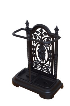Black Antique Umbrella Stand - Victorian Cast Iron
