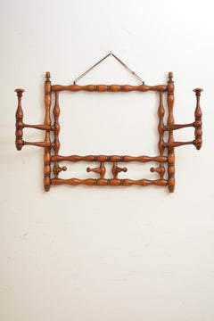 French Bobbin Coat Rack with Swivelling Hooks, c1900 Wig Hanger