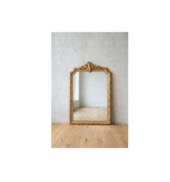 Miroir mural français en bois doré, miroir de cheminée ancien, H 4 pieds 11,5 pouces