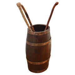 Victorian Oak Country House Coopered Barrel Umbrella Stand