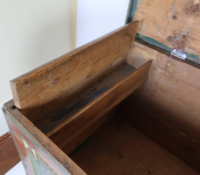 Painted Blanket Chest Signed 1848 at 1stDibs