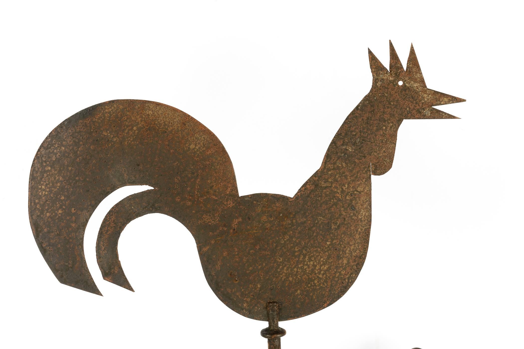 Forged French Iron and Metal Rooster Weathervane