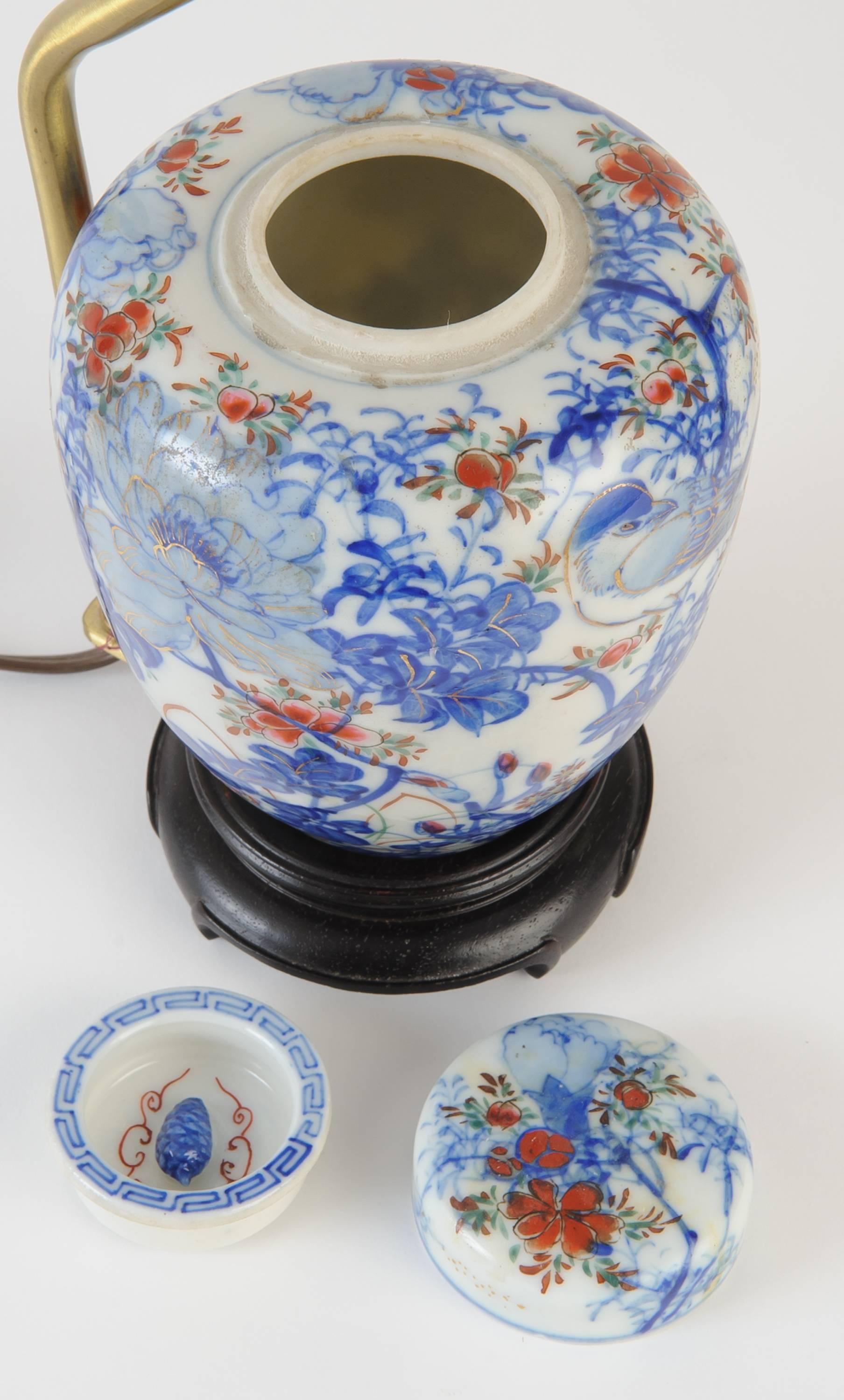 Japanese Pair of Imari Jars with Covers Made into Lamps For Sale