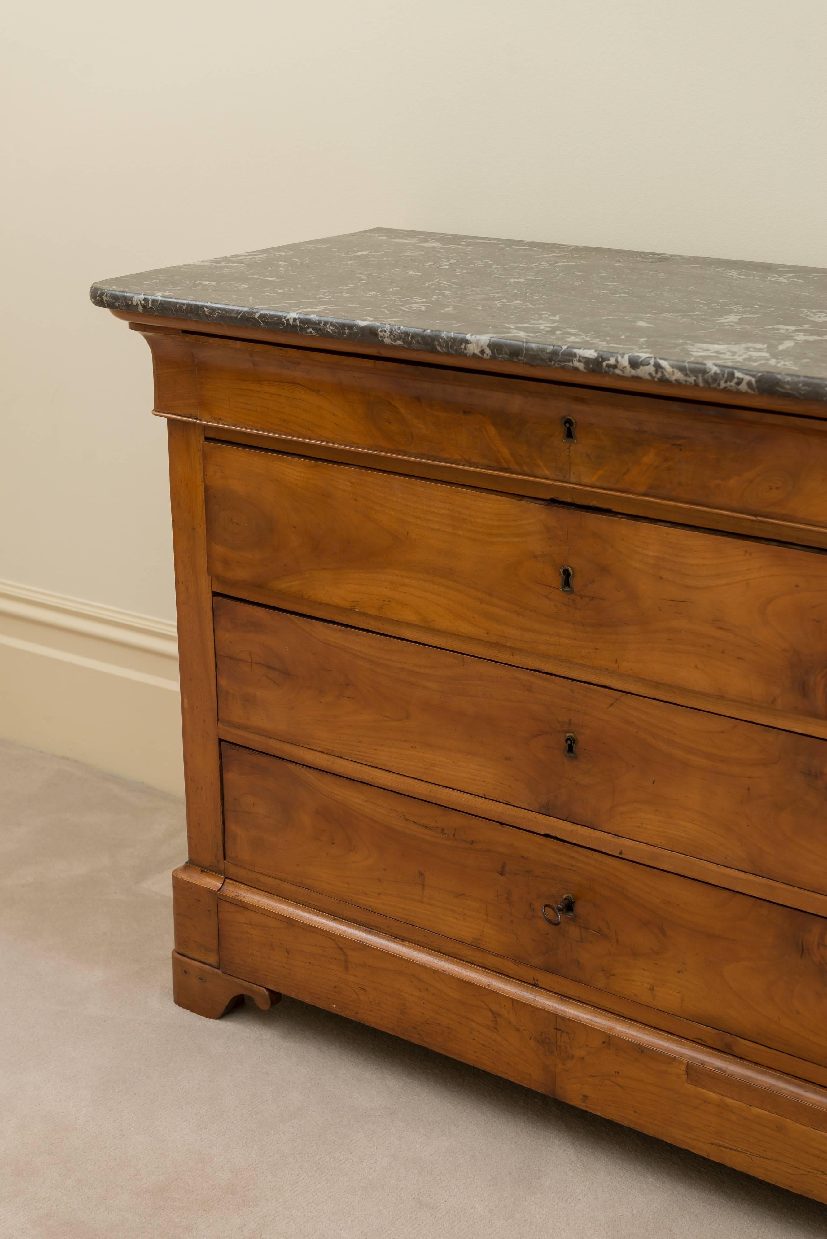 French Louis Philippe Walnut Commode with Black Marble Top