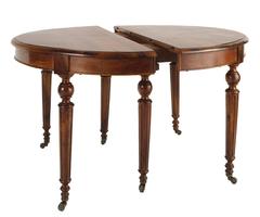 19th Century French Round Walnut Dining Table with Extensions
