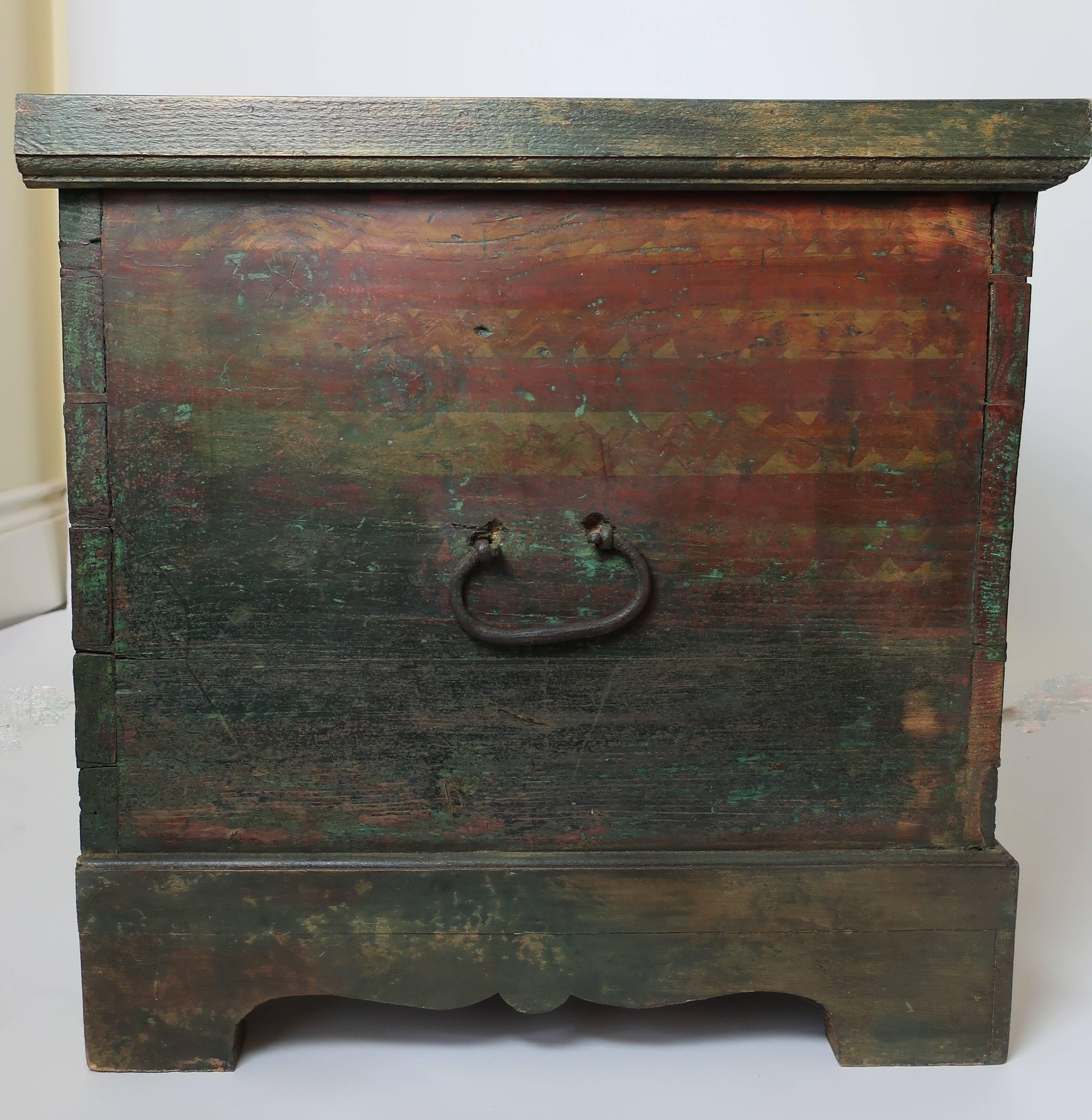 Painted Blanket Chest Signed 1848 3