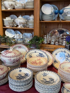 Unique French "Terre de Fer" faience dinner set, 19th century
