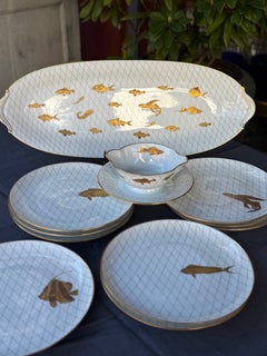 Beautiful fish set by Bernardaud, Limoges, 1940's