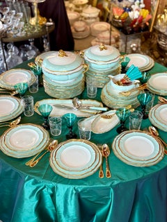 Turquoise Limoges porcelain service, circa 1940