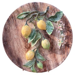 Large majolica lemon plate, Longchamp, 19th century