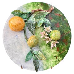"Oranges" majolica plate, Longchamp, late 19th century
