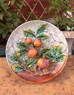 "Grenades" majolica plate, Longchamp, late 19th century