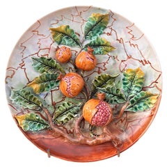 "Grenades" majolica plate, Longchamp, late 19th century