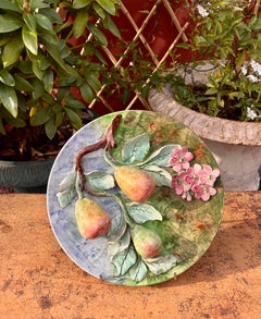 “Pears” majolica plate, Longchamp, late 19th century