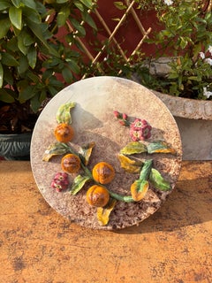 “Apricots” majolica plate, late 19th century