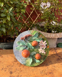"Oranges" majolica plate, Longchamp, late 19th century