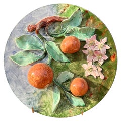 "Oranges" majolica plate, Longchamp, late 19th century