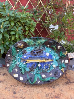 Magnifique assiette « Poisson » dans le style Renoleau, fin du XIXe siècle