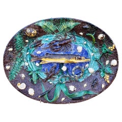 Magnifique assiette « Poisson » dans le style Renoleau, fin du XIXe siècle