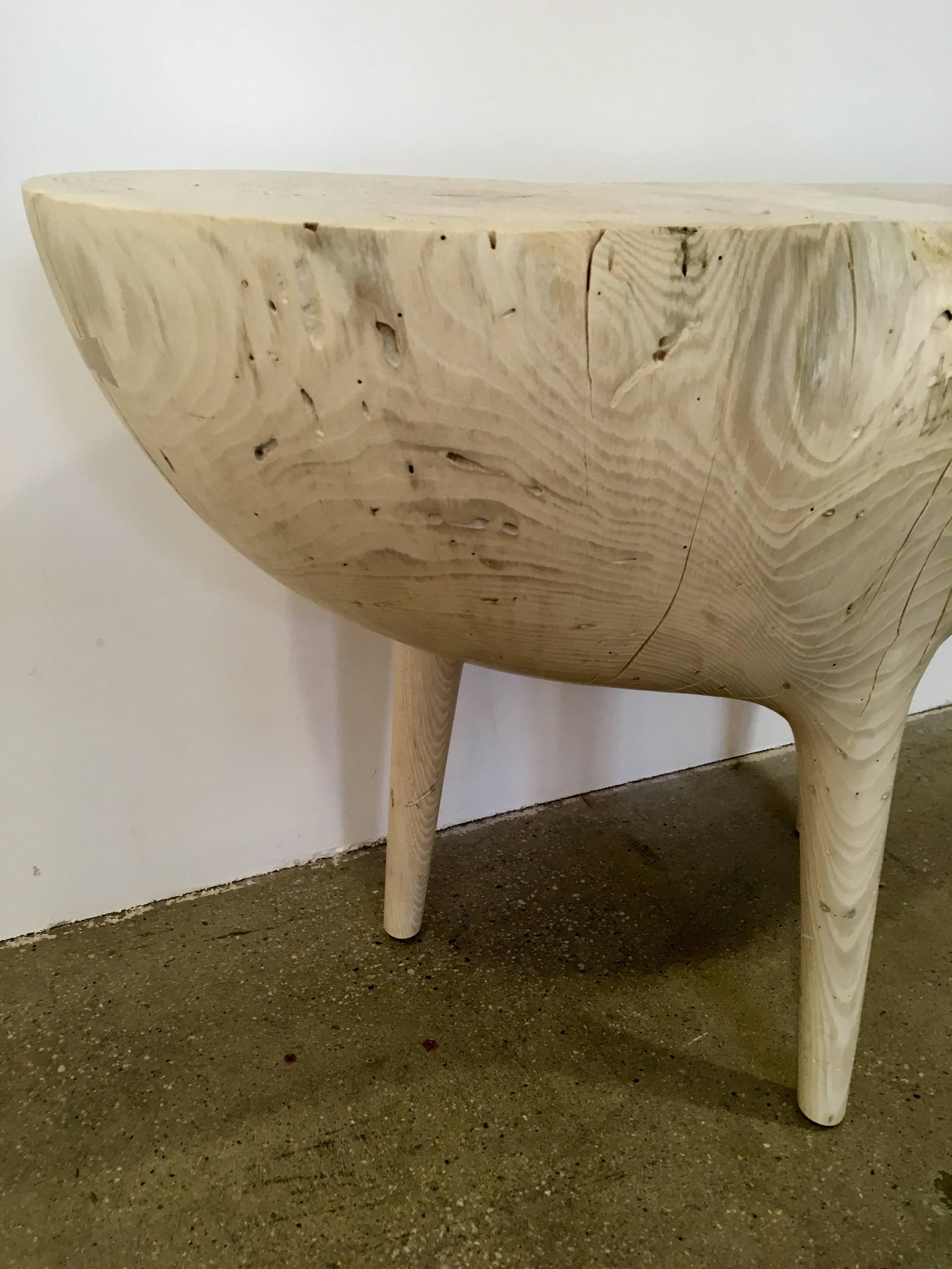 Bleached Ash Contemporary Hand-Carved Side Table 1