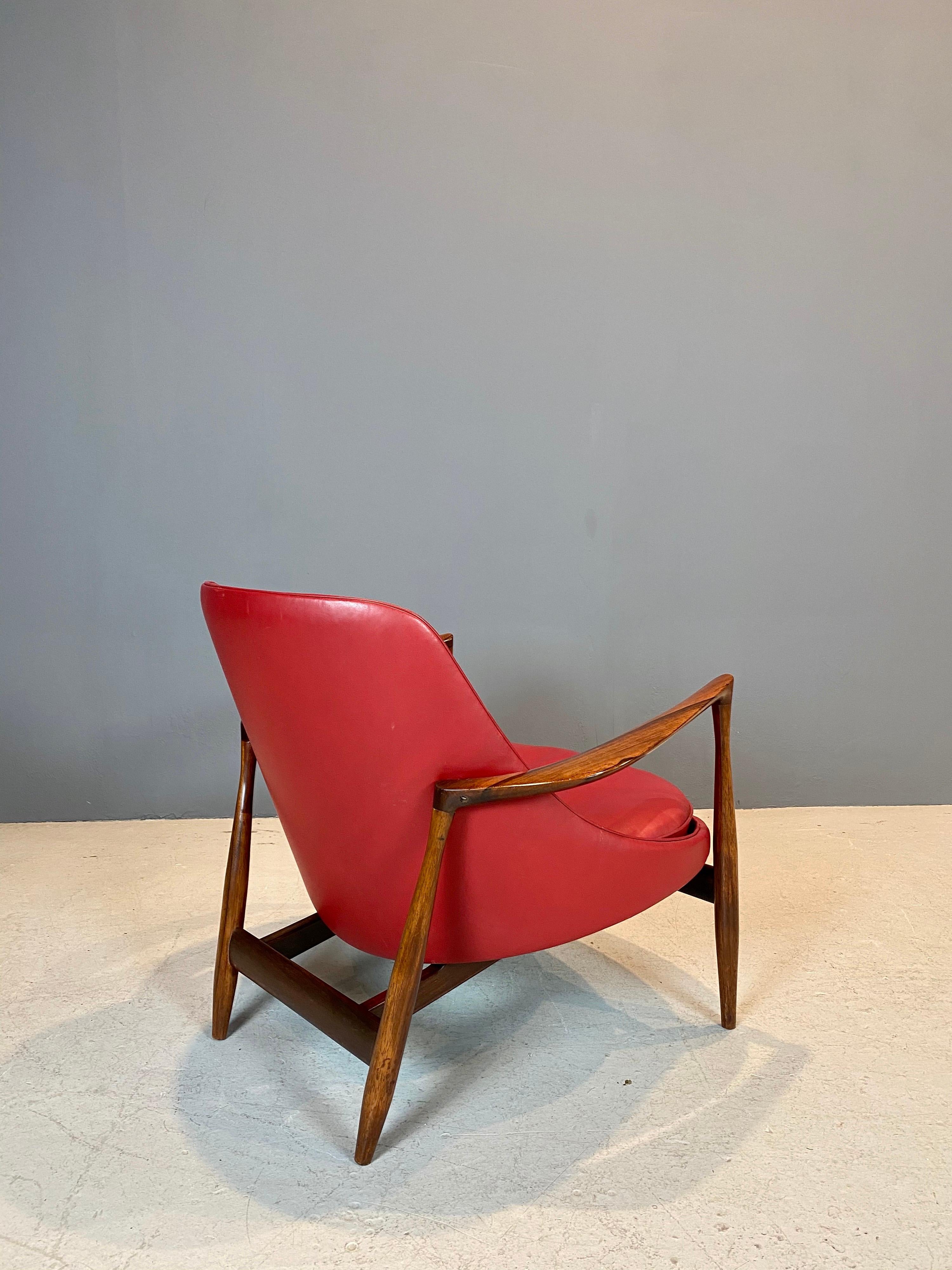 Leather Ib Kofod - Larsen “Elizabeth” Chair in Rosewood, 1956