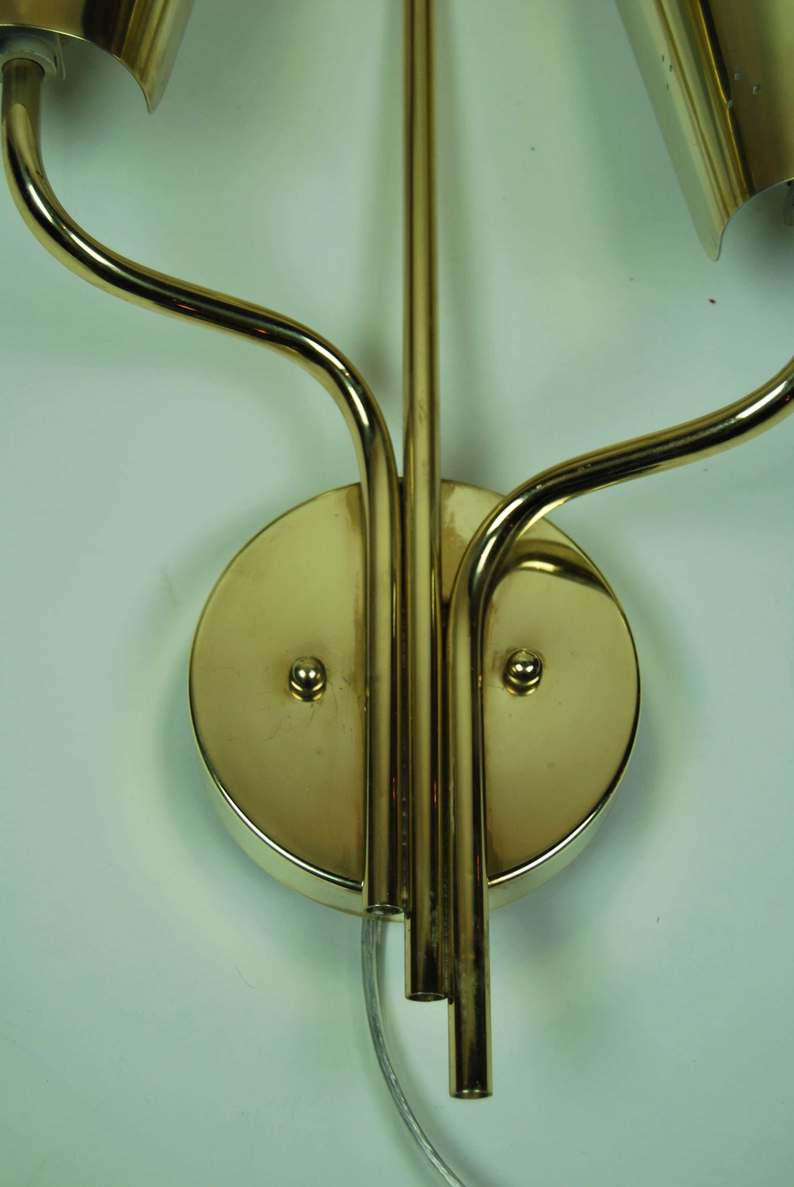 American Pair of Paavo Tynell Brass Sconces