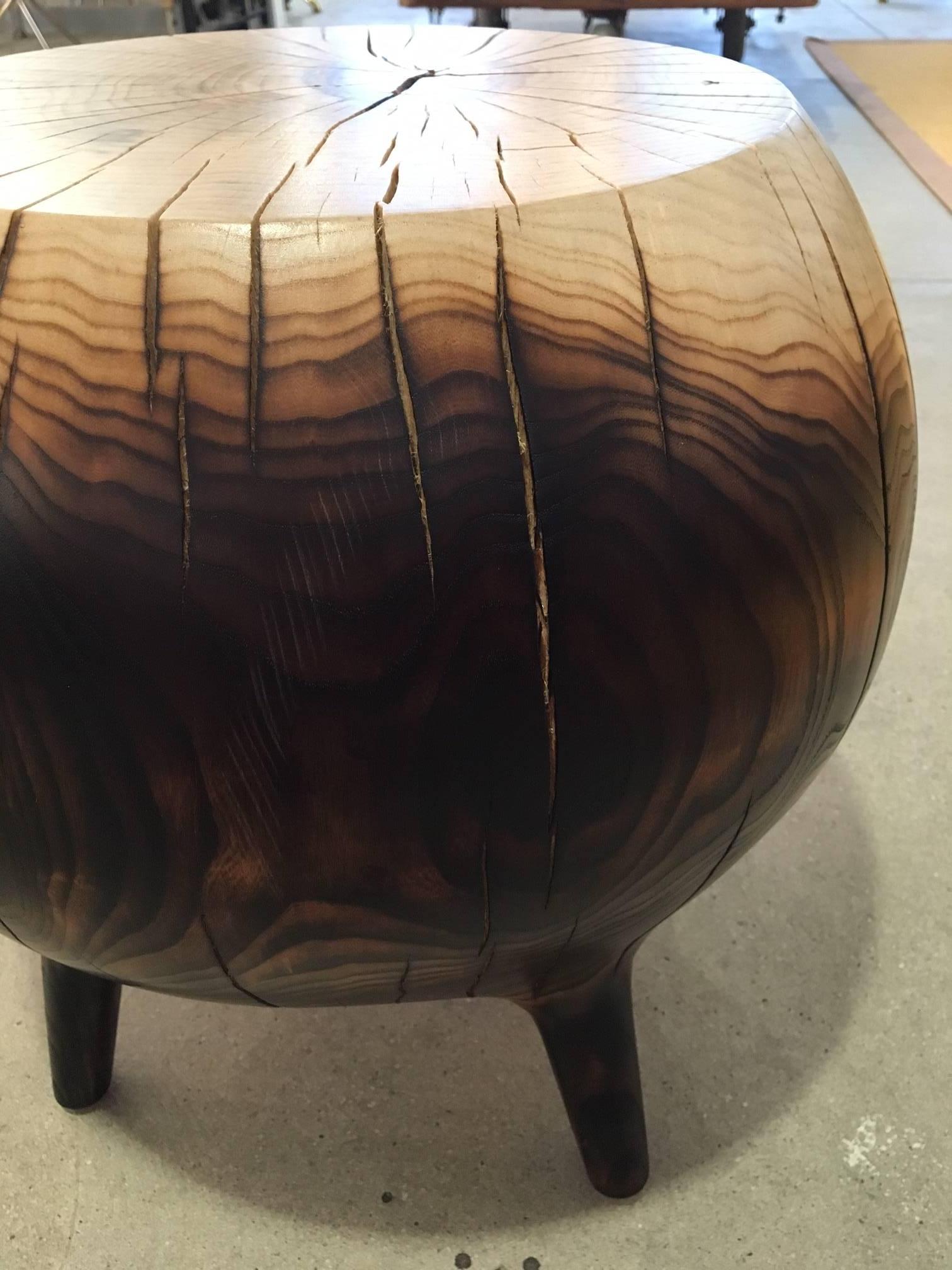 Carved Mercury Hand, Sculpted Side Table in Ombre