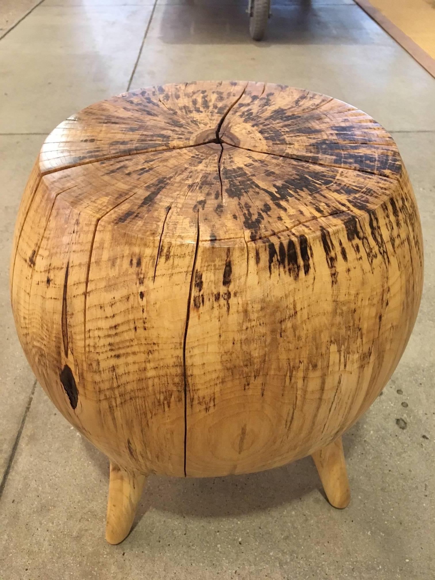 American Mercury Hand-Sculpted Side Table in Spalted Hackberry