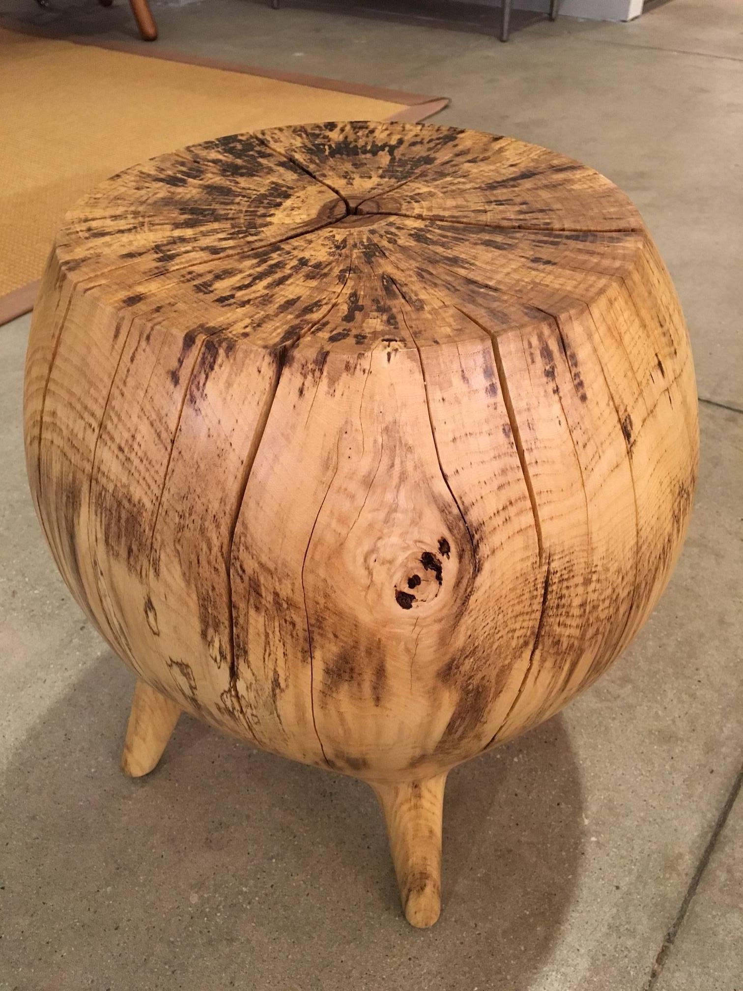 Mercury Hand-Sculpted Side Table in Spalted Hackberry In Excellent Condition In New York, NY