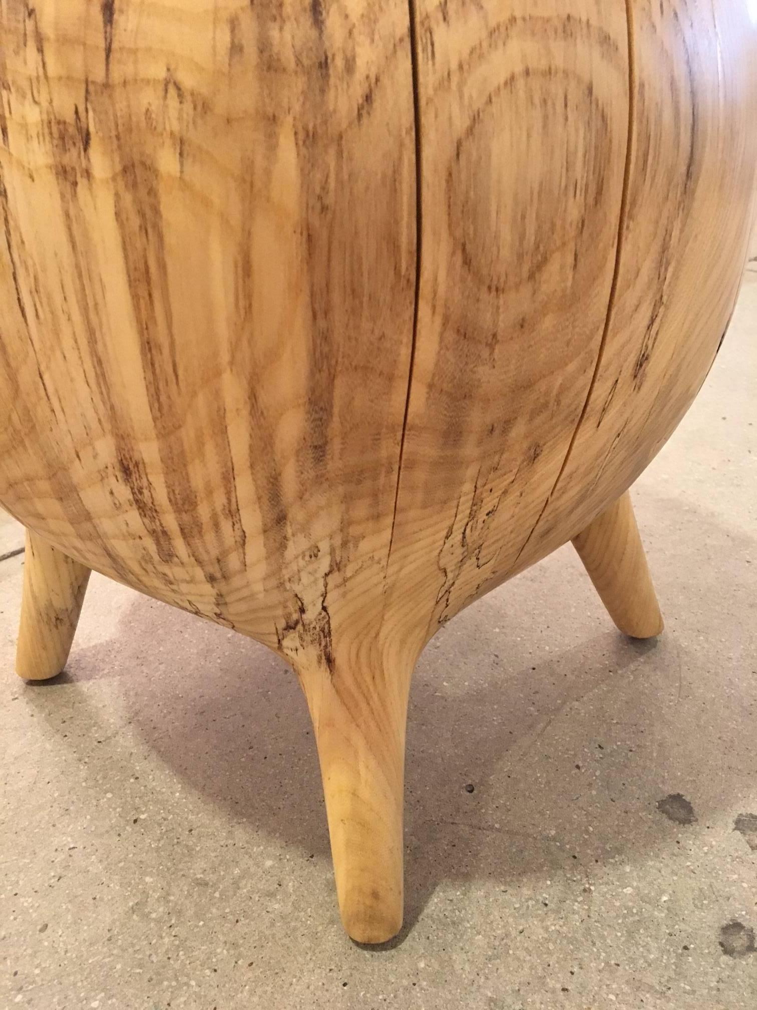 Contemporary Mercury Hand-Sculpted Side Table in Spalted Hackberry