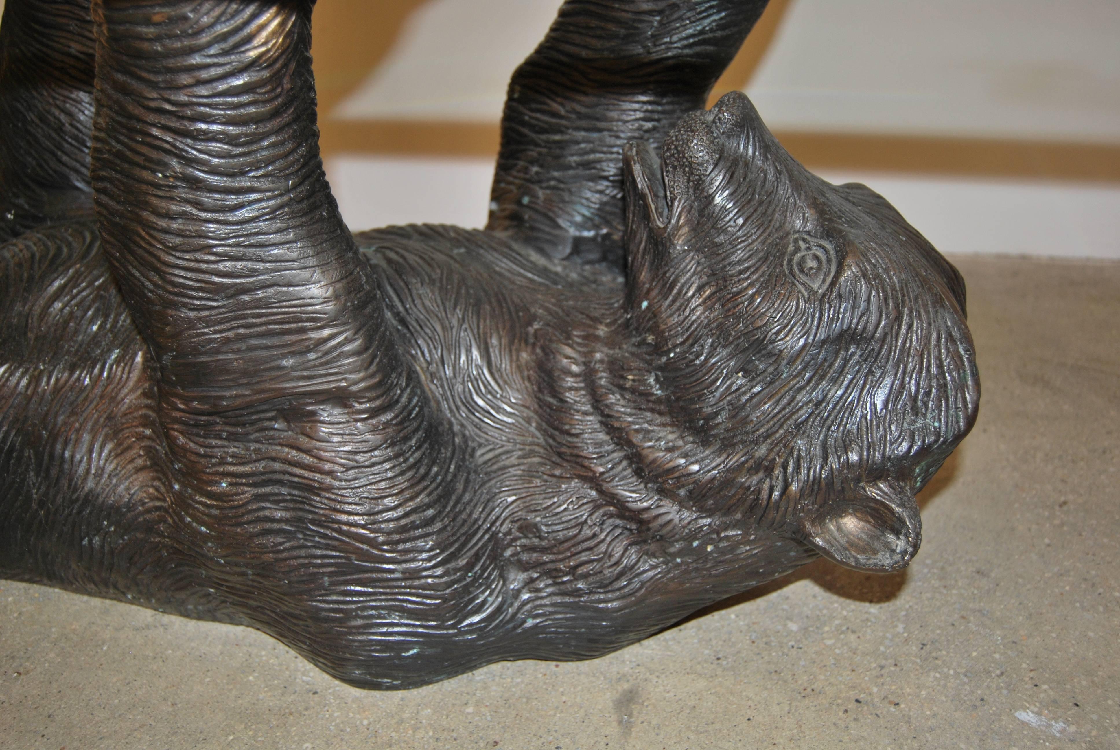 Unique Bronze Bear Coffee Table, France, 1970s In Excellent Condition In New York, NY