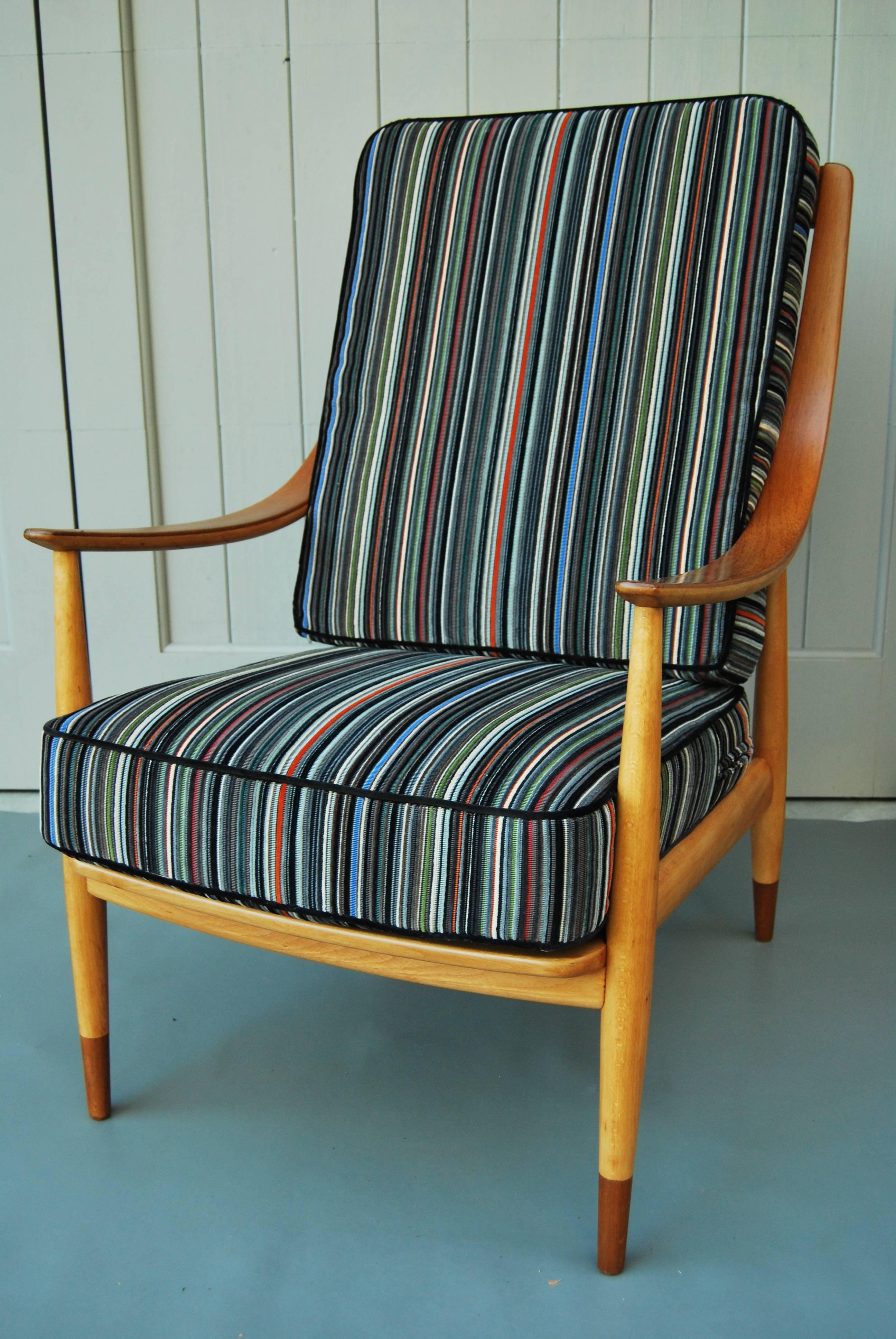 Peter Hvidt Tall Back Easy Chair, 1960s In Excellent Condition For Sale In New York, NY