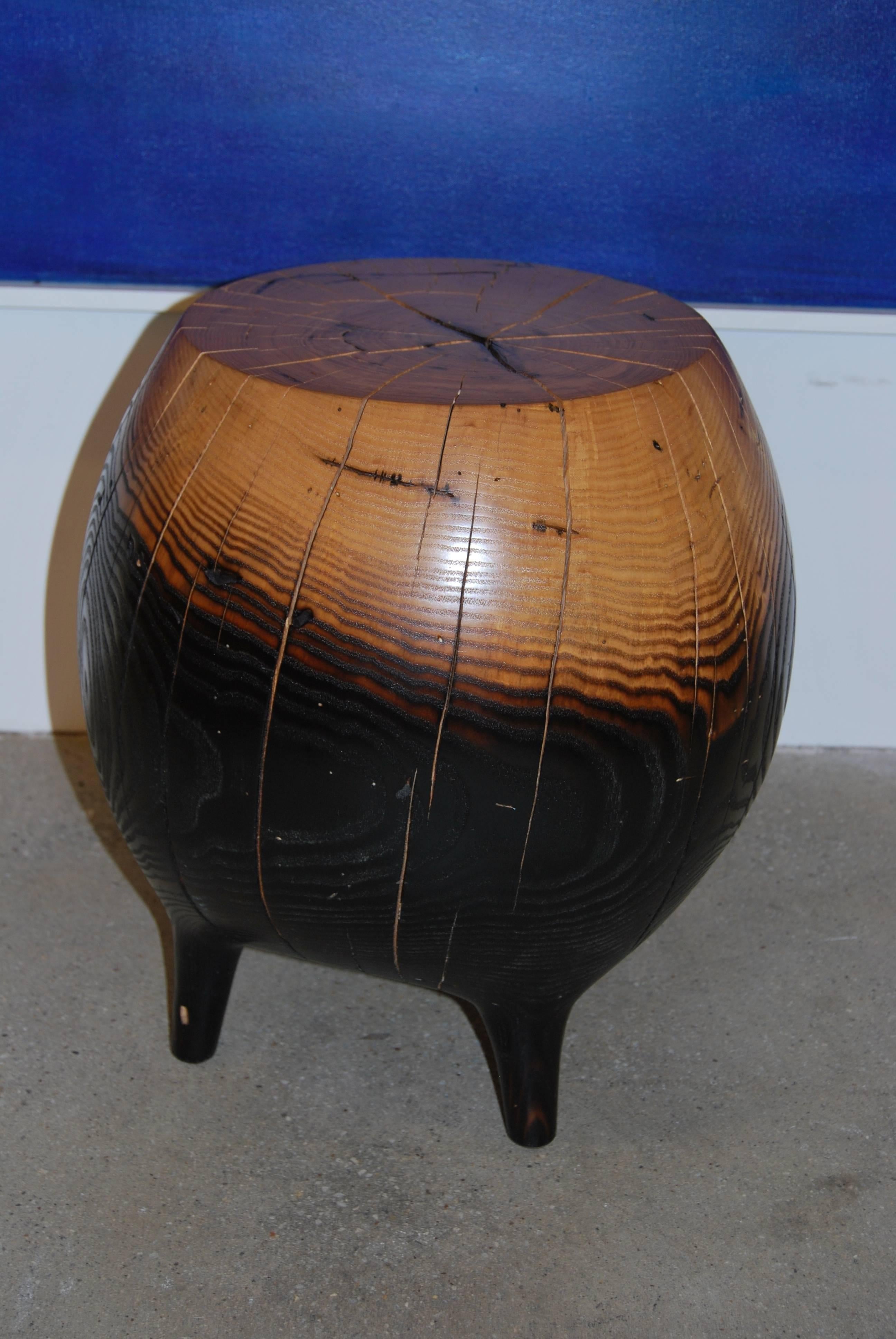 Hand-Carved Hand Sculpted Mercury Side Table in 