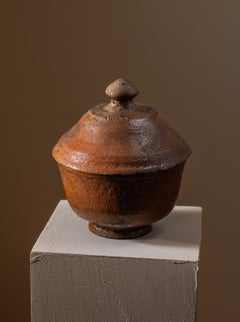 Vaso marocchino in terracotta con coperchio di Tamegroute, pre-smalto
