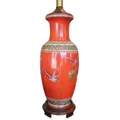 Dramatic Pair of Labarge Chinese Bird Lamps